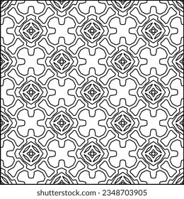 Vector pattern with symmetrical elements . Modern stylish abstract texture. Repeating geometric tiles from striped elements.Black and white pattern.