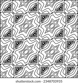 Vector pattern with symmetrical elements . Modern stylish abstract texture. Repeating geometric tiles from striped elements.Black and white pattern.