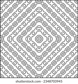 Vector pattern with symmetrical elements . Modern stylish abstract texture. Repeating geometric tiles from striped elements.Black and white pattern.