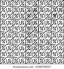 Vector pattern with symmetrical elements . Modern stylish abstract texture. Repeating geometric tiles from striped elements.Black and white pattern.