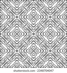 Vector pattern with symmetrical elements . Modern stylish abstract texture. Repeating geometric tiles from striped elements.Black and white pattern.