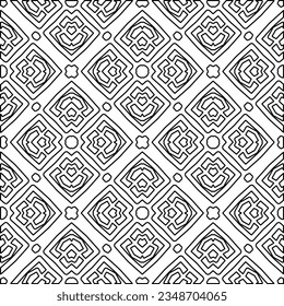 Vector pattern with symmetrical elements . Modern stylish abstract texture. Repeating geometric tiles from striped elements.Black and white pattern.
