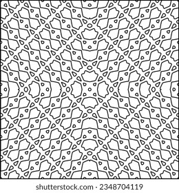 Patrón vectorial con elementos simétricos. Textura abstracta moderna y elegante. Baldosas geométricas repetidas de elementos rayados.Patrón blanco y negro.