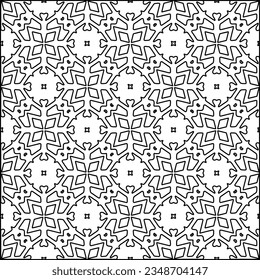 Vector pattern with symmetrical elements . Modern stylish abstract texture. Repeating geometric tiles from striped elements.Black and white pattern.