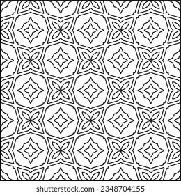 Vector pattern with symmetrical elements . Modern stylish abstract texture. Repeating geometric tiles from striped elements.Black and white pattern.