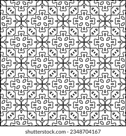 Vector pattern with symmetrical elements . Modern stylish abstract texture. Repeating geometric tiles from striped elements.Black and white pattern.