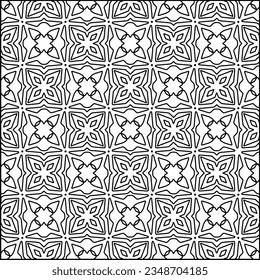 Vector pattern with symmetrical elements . Modern stylish abstract texture. Repeating geometric tiles from striped elements.Black and white pattern.