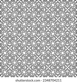Vector pattern with symmetrical elements . Modern stylish abstract texture. Repeating geometric tiles from striped elements.Black and white pattern.