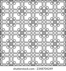 Vector pattern with symmetrical elements . Modern stylish abstract texture. Repeating geometric tiles from striped elements.Black and white pattern.