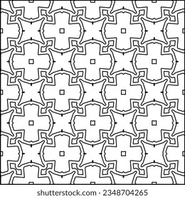 Vector pattern with symmetrical elements . Modern stylish abstract texture. Repeating geometric tiles from striped elements.Black and white pattern.