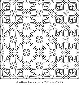 Vector pattern with symmetrical elements . Modern stylish abstract texture. Repeating geometric tiles from striped elements.Black and white pattern.