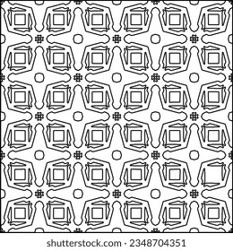 Vector pattern with symmetrical elements . Modern stylish abstract texture. Repeating geometric tiles from striped elements.Black and white pattern.