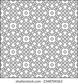 Vector pattern with symmetrical elements . Modern stylish abstract texture. Repeating geometric tiles from striped elements.Black and white pattern.