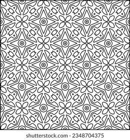 Vector pattern with symmetrical elements . Modern stylish abstract texture. Repeating geometric tiles from striped elements.Black and white pattern.