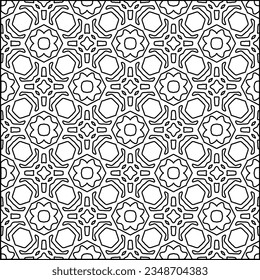 Vector pattern with symmetrical elements . Modern stylish abstract texture. Repeating geometric tiles from striped elements.Black and white pattern.