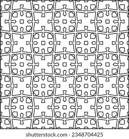 Vector pattern with symmetrical elements . Modern stylish abstract texture. Repeating geometric tiles from striped elements.Black and white pattern.