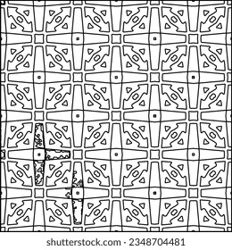 Vector pattern with symmetrical elements . Modern stylish abstract texture. Repeating geometric tiles from striped elements.Black and white pattern.