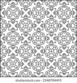 Vector pattern with symmetrical elements . Modern stylish abstract texture. Repeating geometric tiles from striped elements.Black and white pattern.