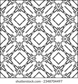 Vector pattern with symmetrical elements . Modern stylish abstract texture. Repeating geometric tiles from striped elements.Black and white pattern.