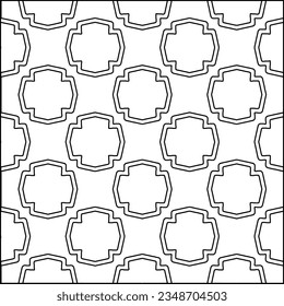 Vector pattern with symmetrical elements . Modern stylish abstract texture. Repeating geometric tiles from striped elements.Black and white pattern.