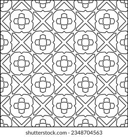 Vector pattern with symmetrical elements . Modern stylish abstract texture. Repeating geometric tiles from striped elements.Black and white pattern.