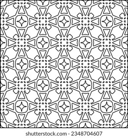 Vector pattern with symmetrical elements . Modern stylish abstract texture. Repeating geometric tiles from striped elements.Black and white pattern.
