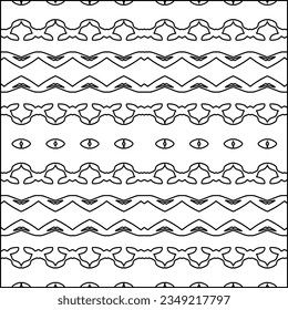 Vector pattern with symmetrical elements . Modern stylish abstract texture. Repeating geometric tiles from striped elements.Black and white pattern.