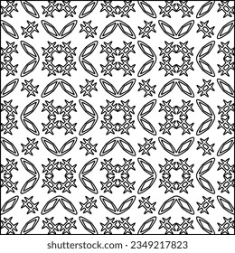 Vector pattern with symmetrical elements . Modern stylish abstract texture. Repeating geometric tiles from striped elements.Black and white pattern.