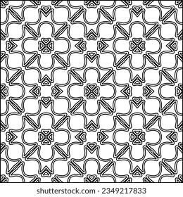 Vector pattern with symmetrical elements . Modern stylish abstract texture. Repeating geometric tiles from striped elements.Black and white pattern.