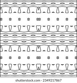 Vector pattern with symmetrical elements . Modern stylish abstract texture. Repeating geometric tiles from striped elements.Black and white pattern.