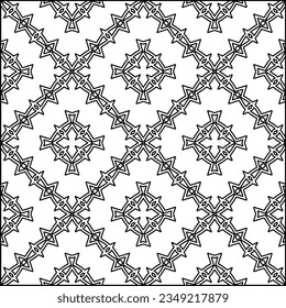 Vector pattern with symmetrical elements . Modern stylish abstract texture. Repeating geometric tiles from striped elements.Black and white pattern.