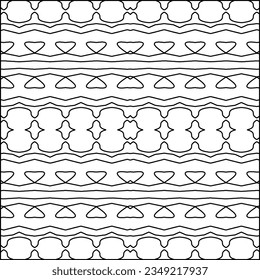 Vector pattern with symmetrical elements . Modern stylish abstract texture. Repeating geometric tiles from striped elements.Black and white pattern.