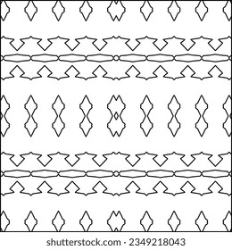 Vector pattern with symmetrical elements . Modern stylish abstract texture. Repeating geometric tiles from striped elements.Black and white pattern.