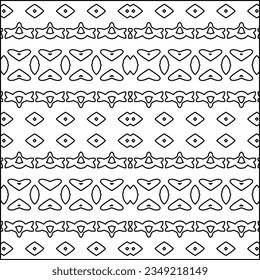 Vector pattern with symmetrical elements . Modern stylish abstract texture. Repeating geometric tiles from striped elements.Black and white pattern.