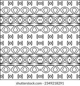 Vector pattern with symmetrical elements . Modern stylish abstract texture. Repeating geometric tiles from striped elements.Black and white pattern.