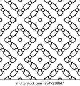 Vector pattern with symmetrical elements . Modern stylish abstract texture. Repeating geometric tiles from striped elements.Black and white pattern.