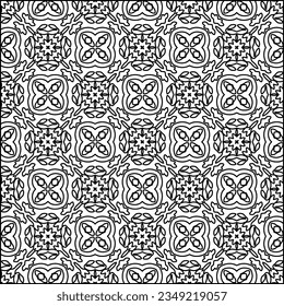 Vector pattern with symmetrical elements . Modern stylish abstract texture. Repeating geometric tiles from striped elements.Black and white pattern.