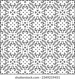 Vector pattern with symmetrical elements . Modern stylish abstract texture. Repeating geometric tiles from striped elements.Black and white pattern.