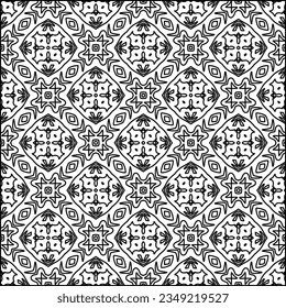 Vector pattern with symmetrical elements . Modern stylish abstract texture. Repeating geometric tiles from striped elements.Black and white pattern.