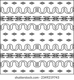 Vector pattern with symmetrical elements . Modern stylish abstract texture. Repeating geometric tiles from striped elements.Black and white pattern.
