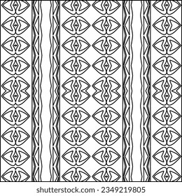 Vector pattern with symmetrical elements . Modern stylish abstract texture. Repeating geometric tiles from striped elements.Black and white pattern.