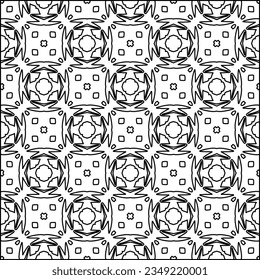 Vector pattern with symmetrical elements . Modern stylish abstract texture. Repeating geometric tiles from striped elements.Black and white pattern.