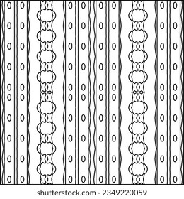 Vector pattern with symmetrical elements . Modern stylish abstract texture. Repeating geometric tiles from striped elements.Black and white pattern.