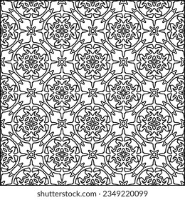 Vector pattern with symmetrical elements . Modern stylish abstract texture. Repeating geometric tiles from striped elements.Black and white pattern.