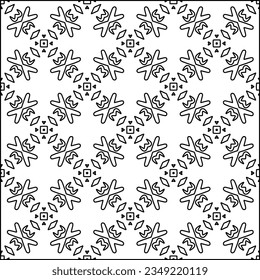 Vector pattern with symmetrical elements . Modern stylish abstract texture. Repeating geometric tiles from striped elements.Black and white pattern.