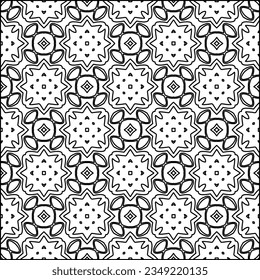 Vector pattern with symmetrical elements . Modern stylish abstract texture. Repeating geometric tiles from striped elements.Black and white pattern.