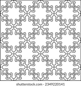 Vector pattern with symmetrical elements . Modern stylish abstract texture. Repeating geometric tiles from striped elements.Black and white pattern.