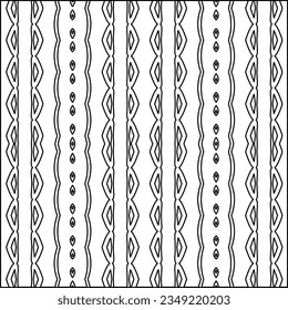 Vector pattern with symmetrical elements . Modern stylish abstract texture. Repeating geometric tiles from striped elements.Black and white pattern.