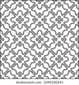 Vector pattern with symmetrical elements . Modern stylish abstract texture. Repeating geometric tiles from striped elements.Black and white pattern.