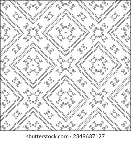 Vector pattern with symmetrical elements . Modern stylish abstract texture. Repeating geometric tiles from striped elements.Black and white pattern.